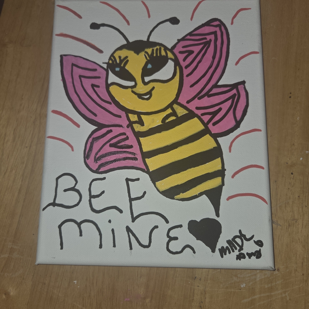 Bee Mine Canvas Art Handmade .